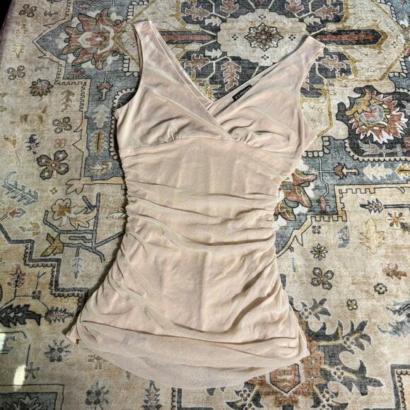 Vintage Express Baby Pink Ruched Tank Top Y2k Date Night Going Out Shirt Small - Picture 1 of 9